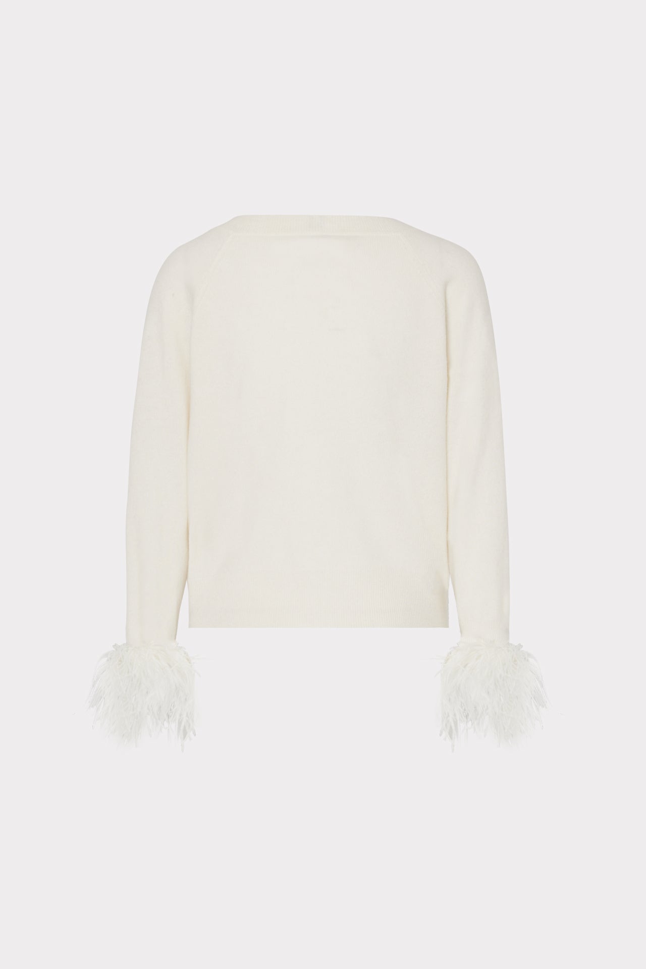 Feather Cuff V-neck Sweater