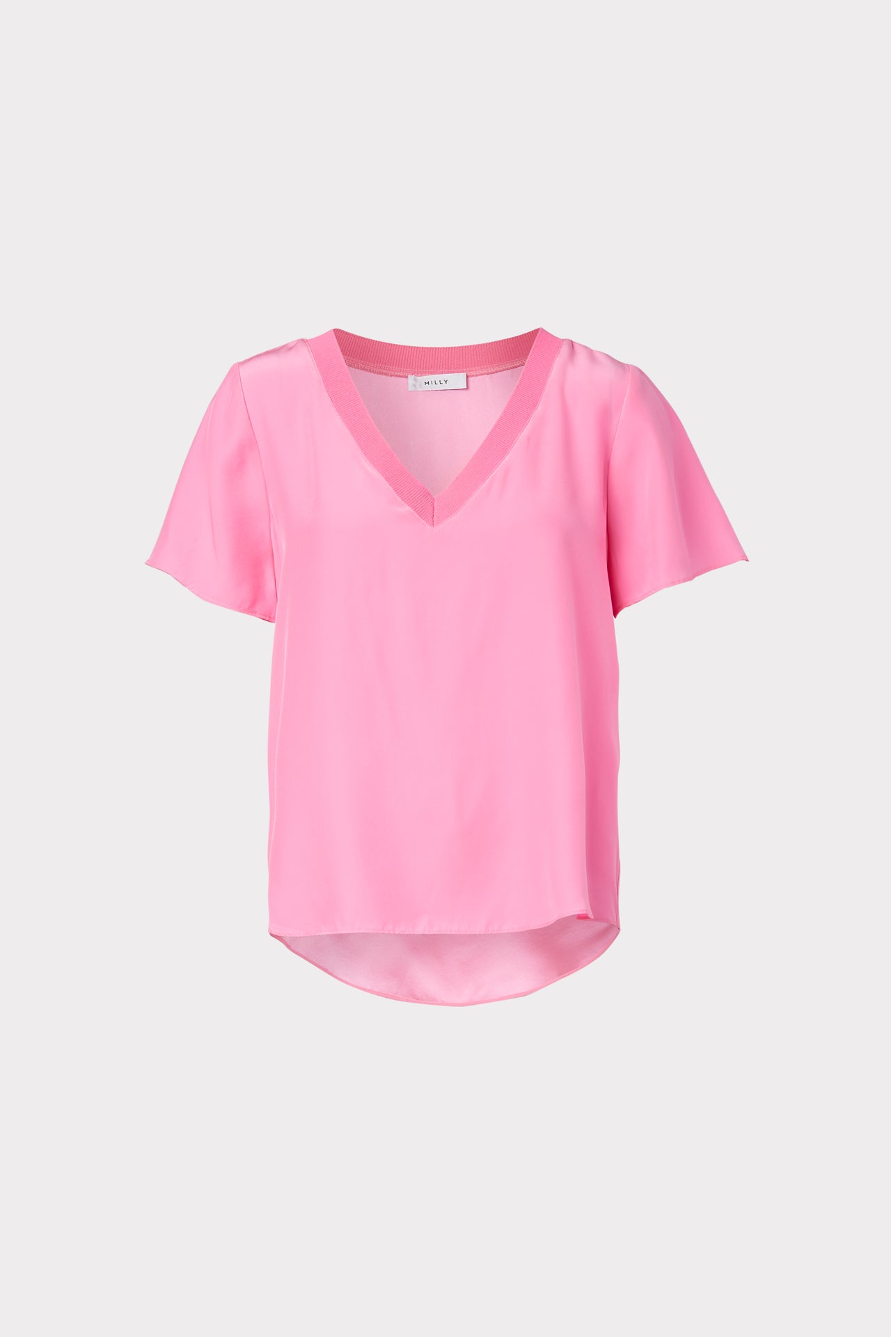 Milly Silk Tee In Pink