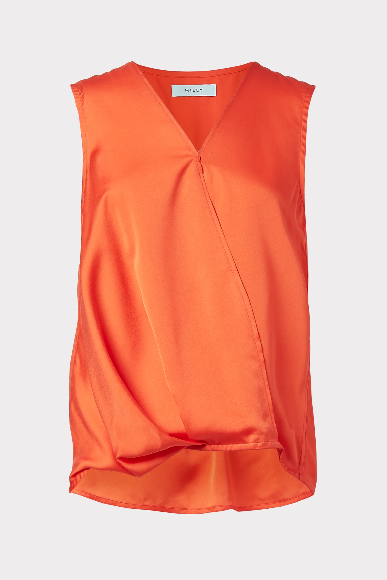 Milly Miranda Satin Top In Coral