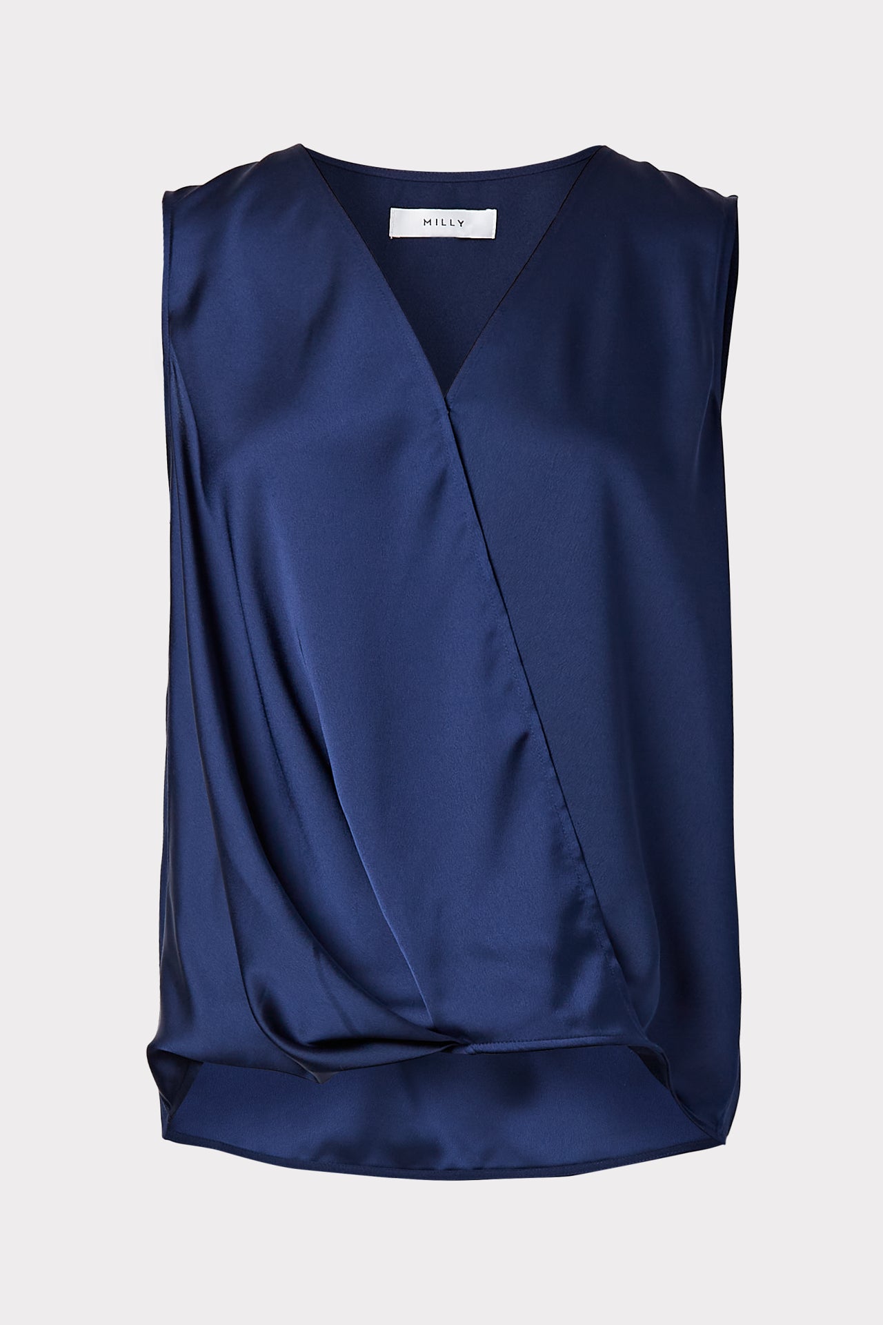 Milly Miranda Satin Top In Navy