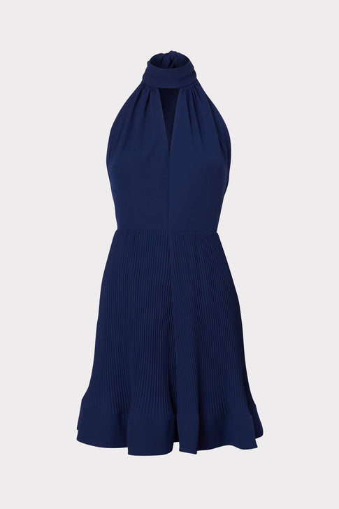 Women's Navy Blue Pleated Mini Dress | MILLY