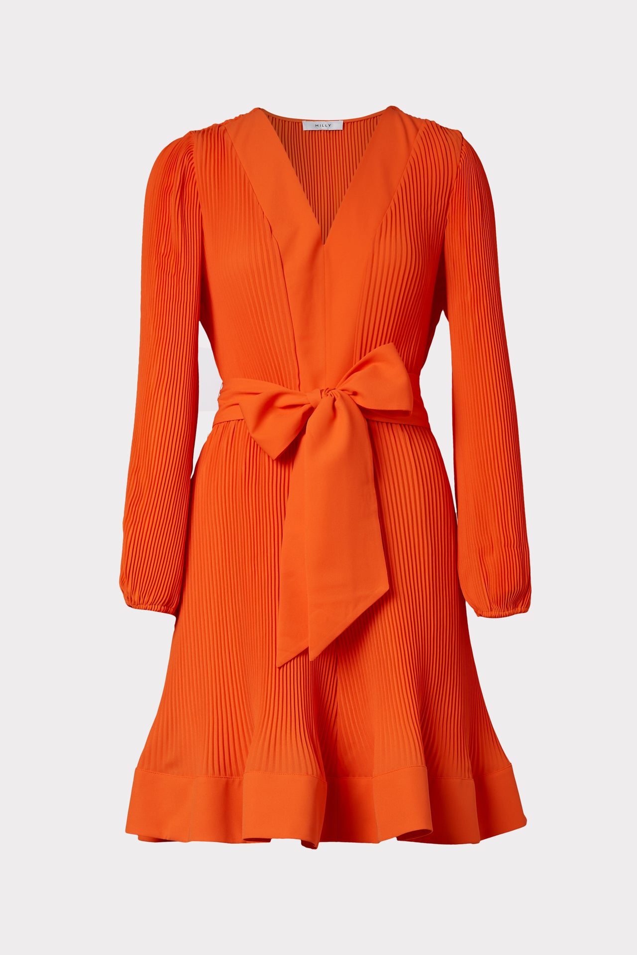 Milly Liv Pleated Dress In Coral