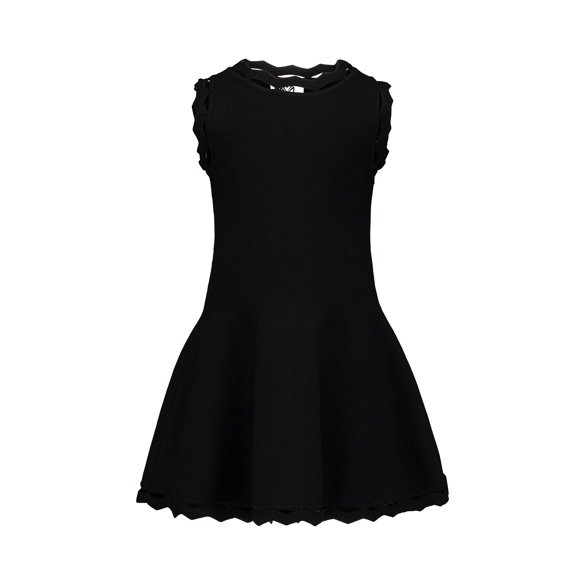 Milly Minis Little Girls Zig Zag Trim Flare Dress In Black