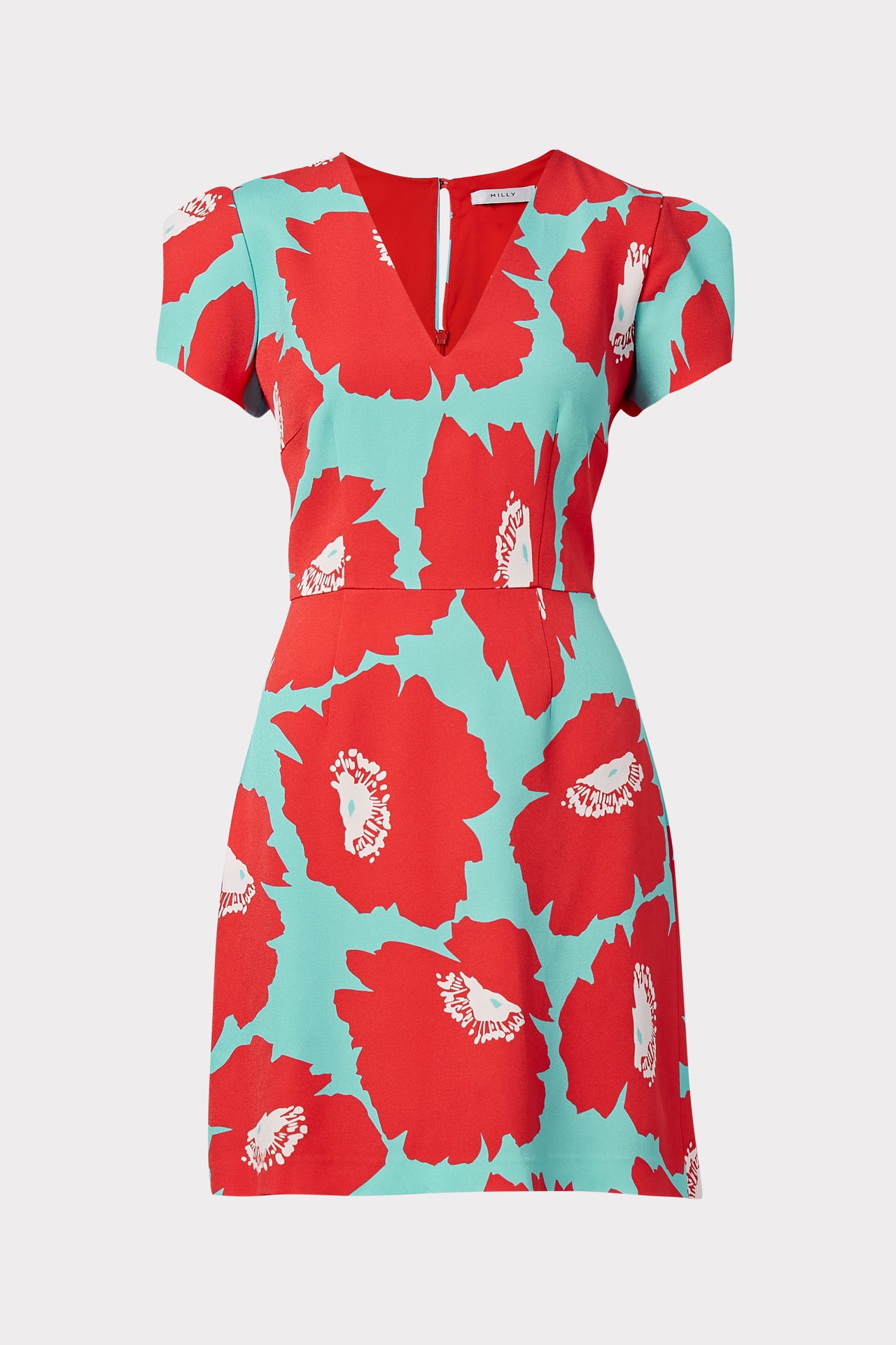 MILLY ATALIE POPPY FLORAL VISCOSE DRESS