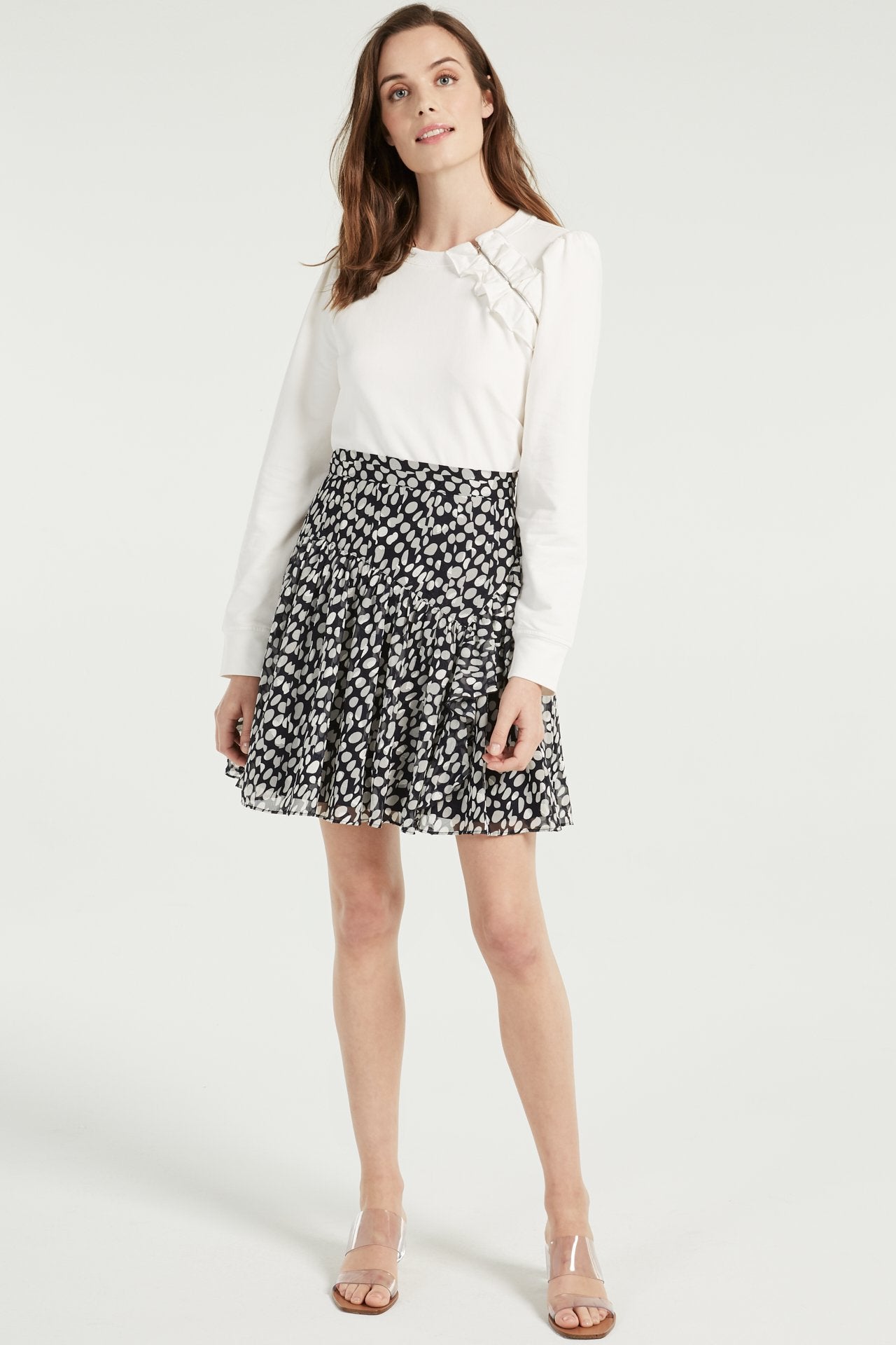 MILLY HEIDI ABSTRACT DOT BURNOUT SKIRT