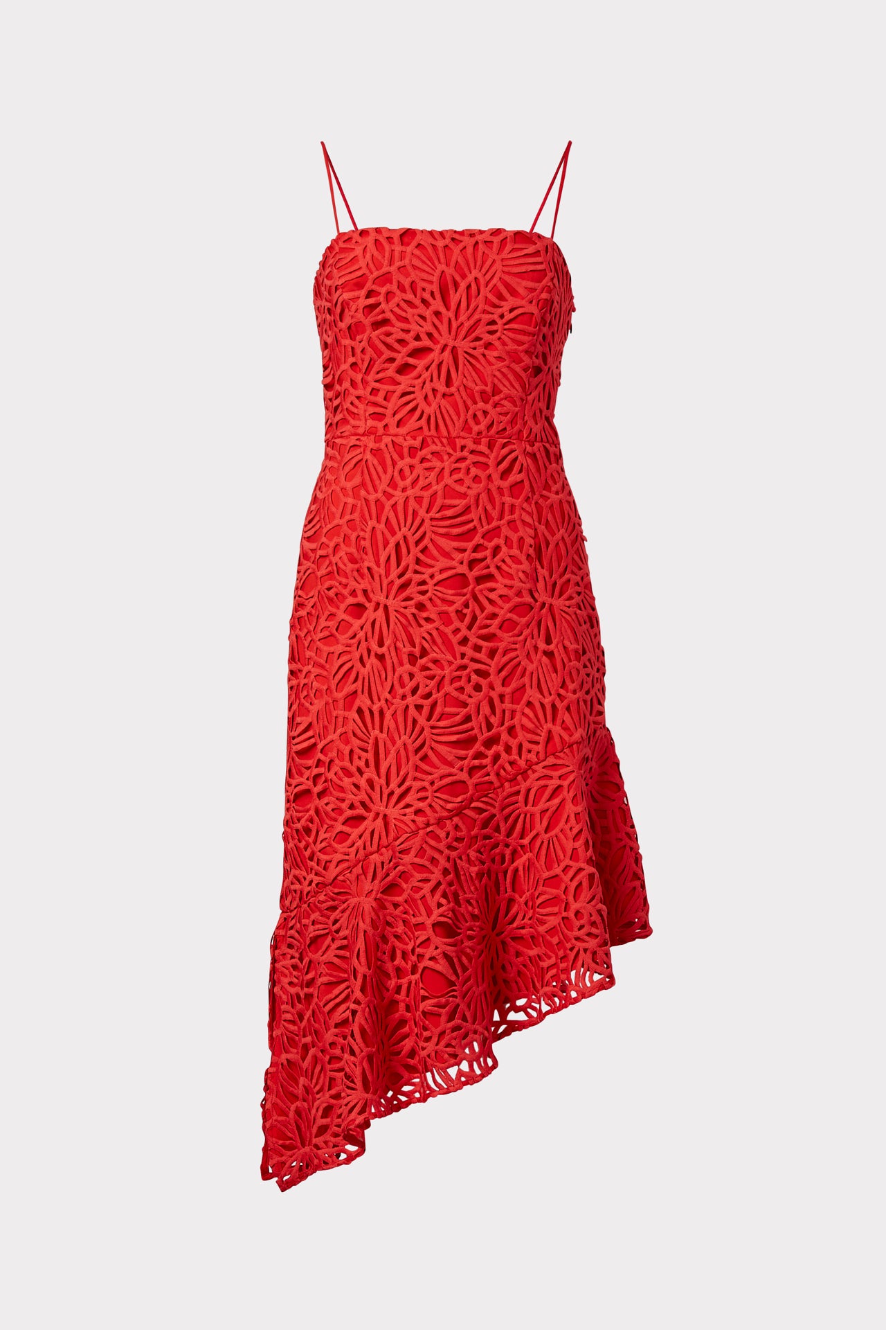 Milly Diara Embroidered Lace Dress In Summer Coral