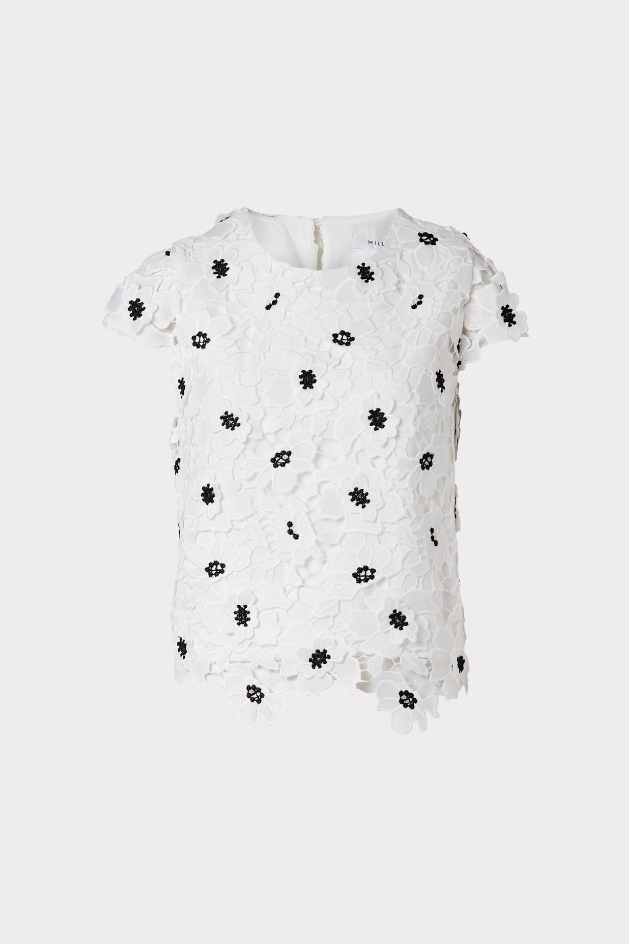 Milly 3d Poppy Floral Lace Baby Tee In White