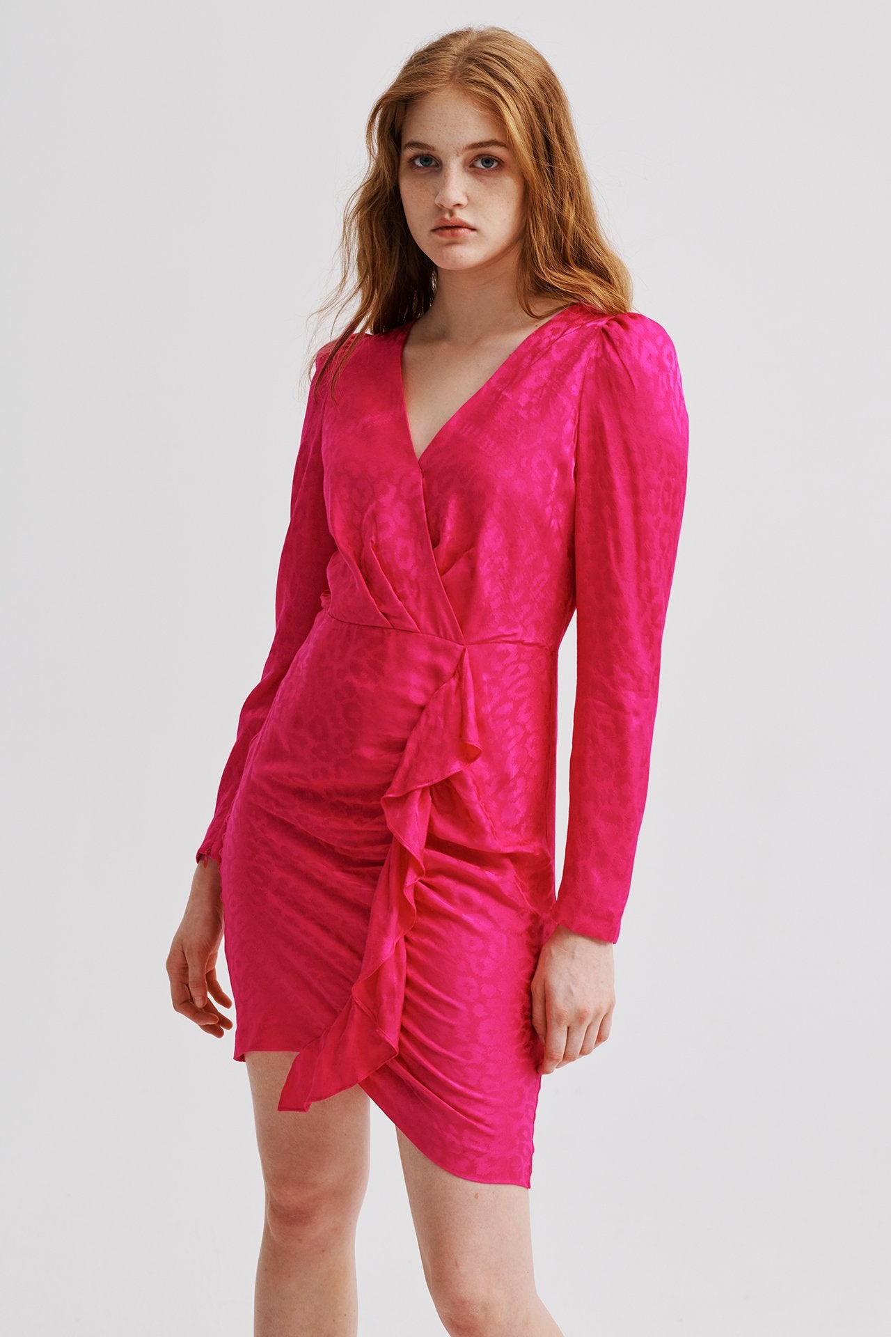 Milly Fawn Cheetah Jacquard Dress In Shocking Pink