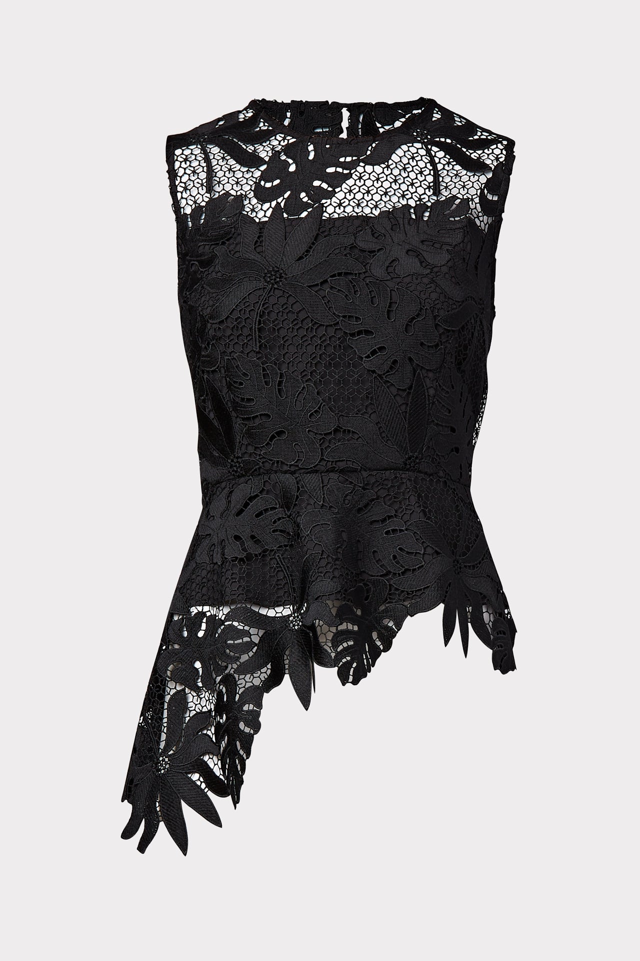 MILLY LENA PALM LACE EMBROIDERED TOP