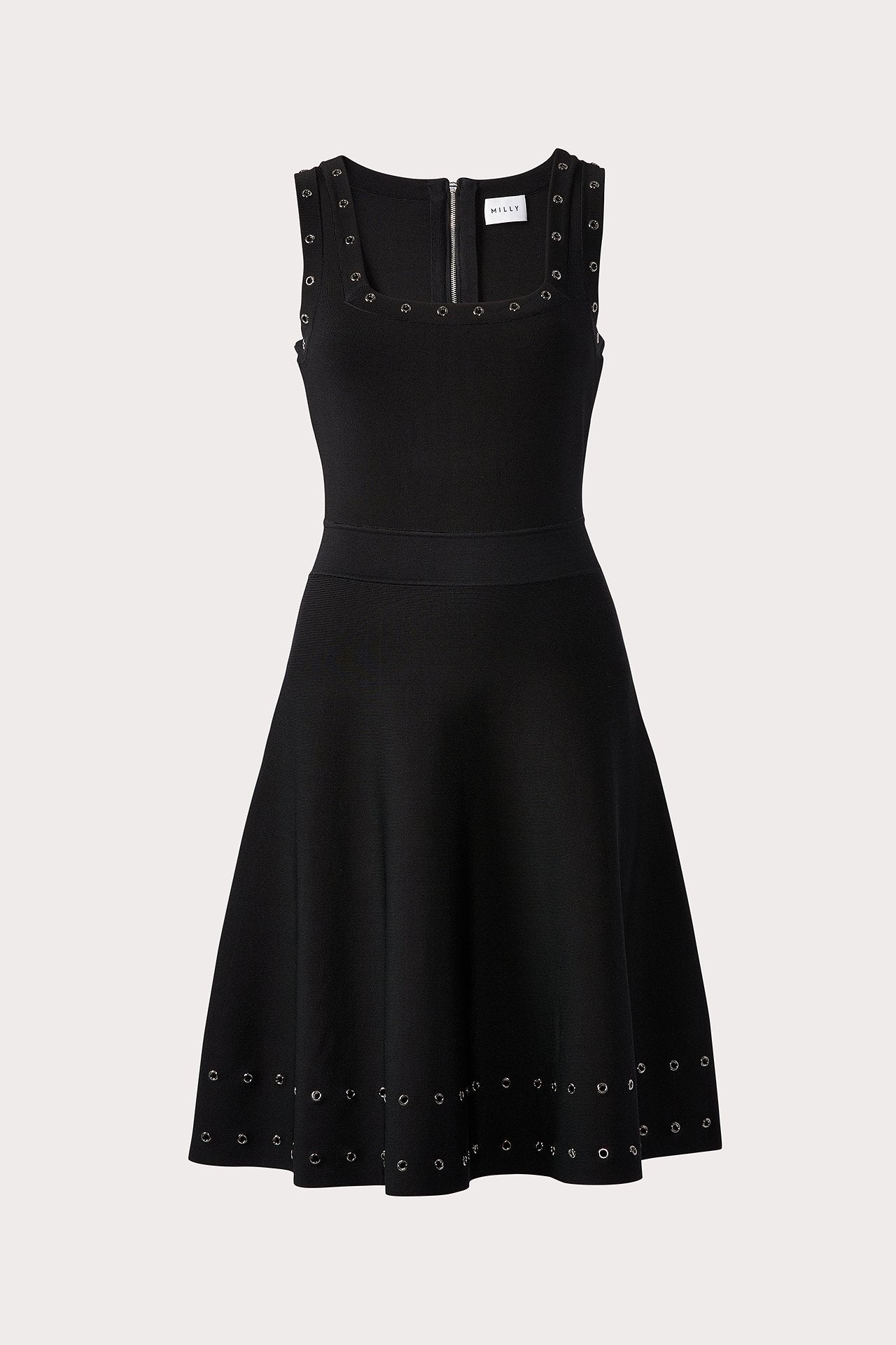Milly Grommet Tiered Dress In Black