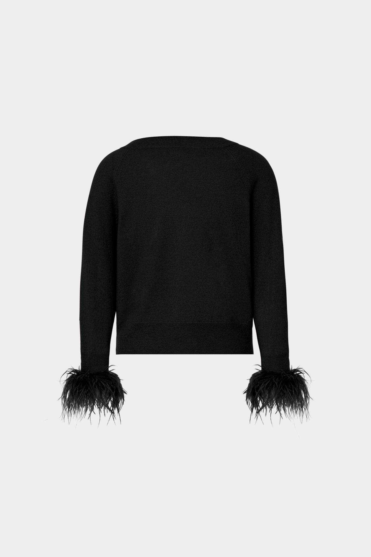 Feather Cuff V-neck Sweater