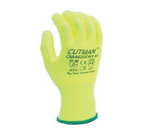 Safety Works Large Hi-Vis Yellow Brahma Seamless Knit MicroSurface Grip  Glove Latex WA3173A