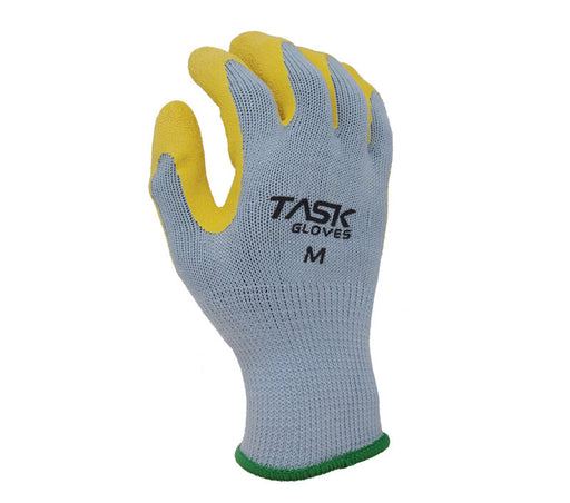 Gloves Medium (MED) 12 IN Yellow 12MIL Rubber Flock Lined Lined Fish Scale  Grip Rolled Cuff 12/Bag