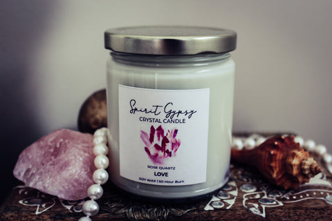 SpiritGypsy Crystal Candle - Rose Quartz