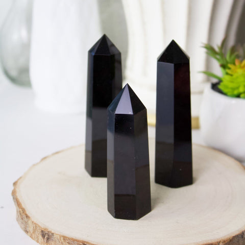 Black Obsidian Polished Point Tower Crystals