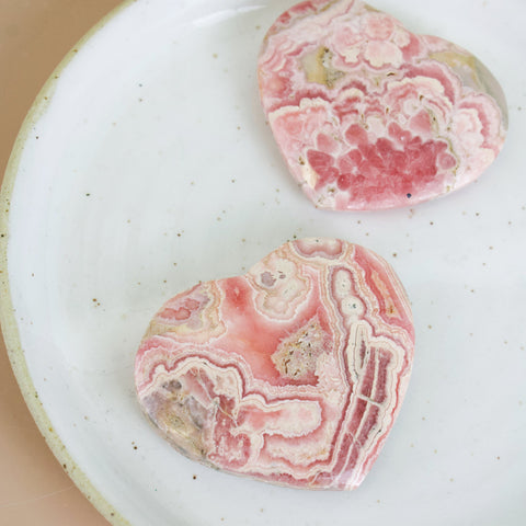 Rhodochrosite Crystal Hearts - Muse + Moonstone