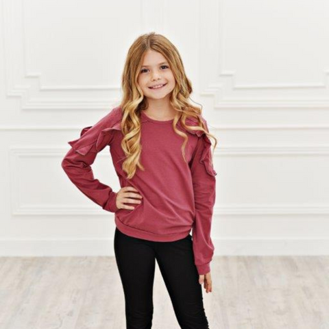 Girls Long Sleeve Shirt - Pink | Presley Couture