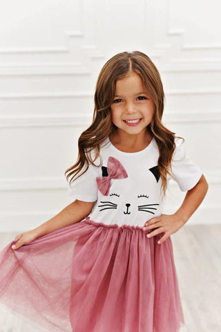 Girl wearing kitty tulle dress
