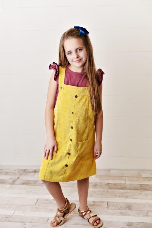 Yellow Corduroy Jumper For Girls & Toddlers | Presley Couture