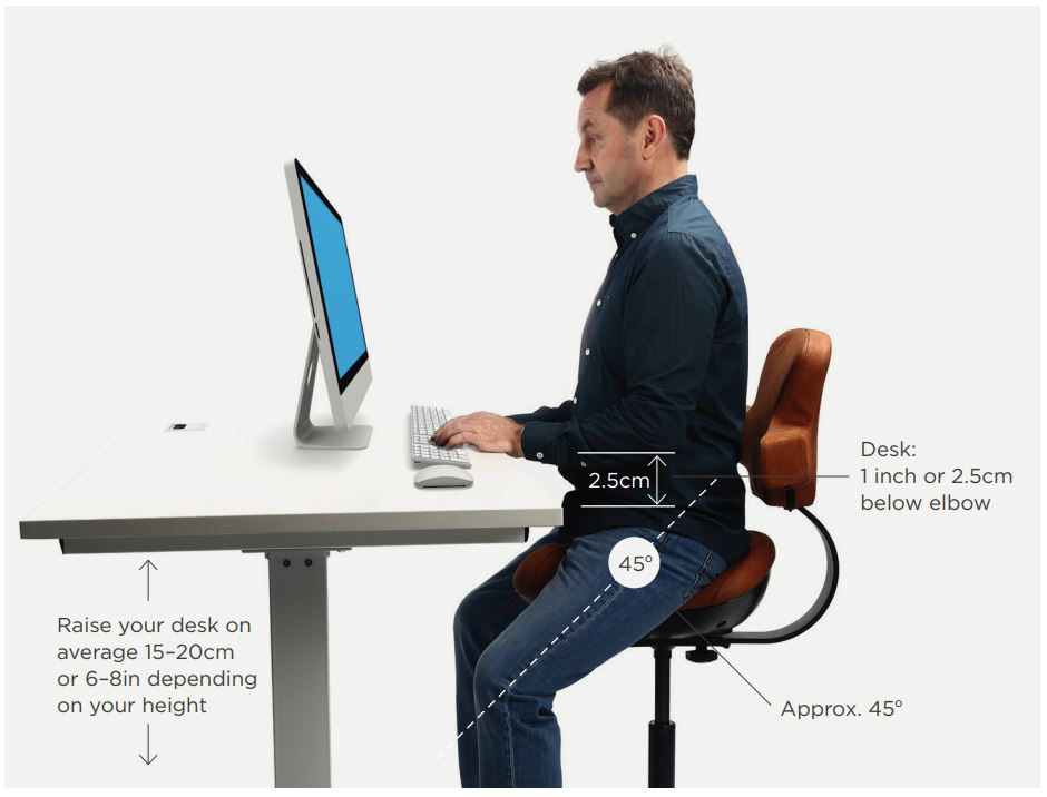 Workhorse Saddle Chair height and desk setup