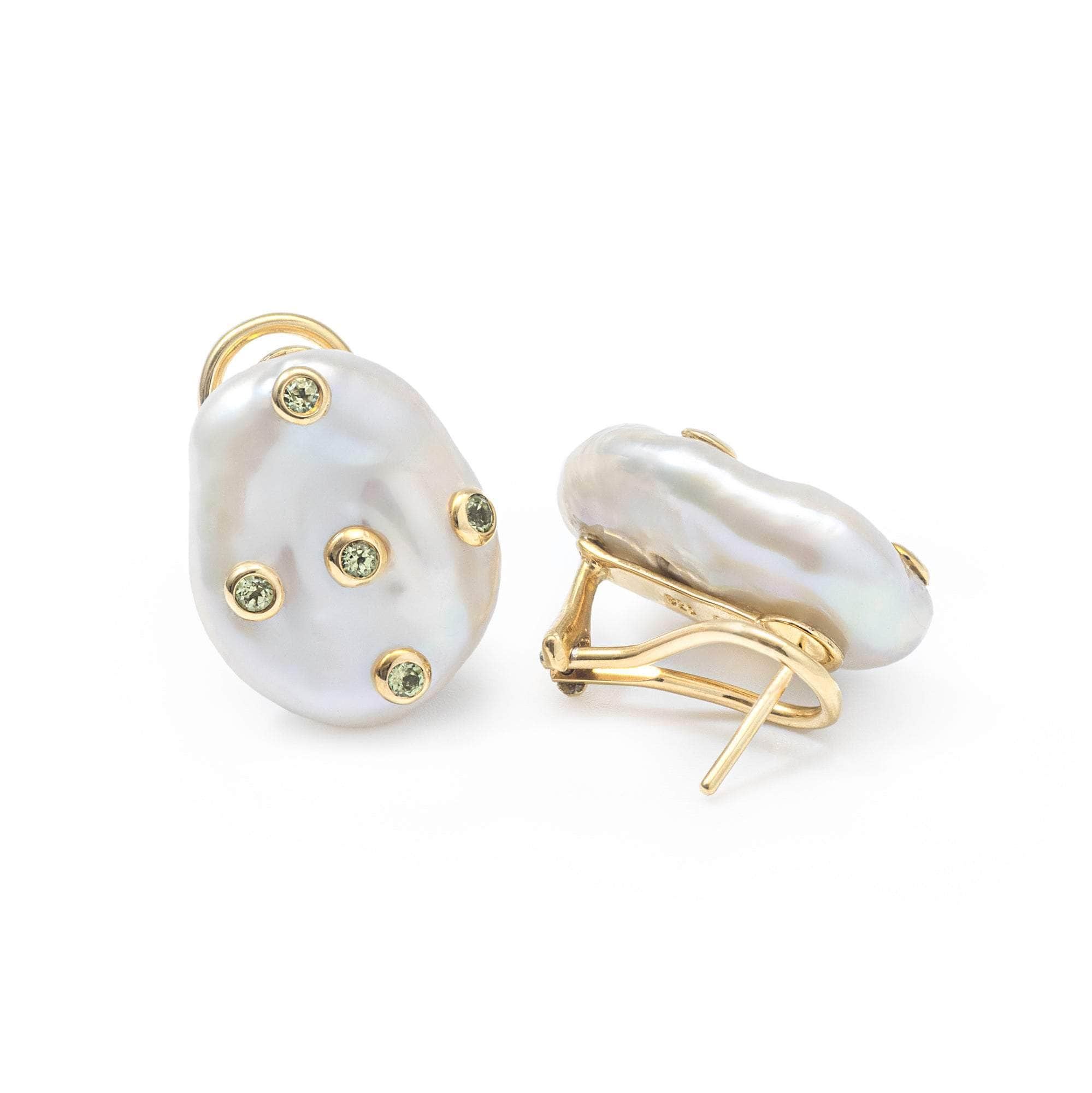 Image of Kirei Baroque Pearl and Peridot Earrings