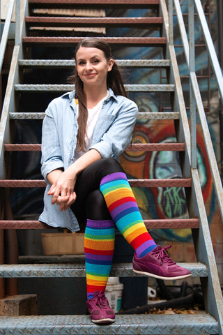 rainbow compression socks