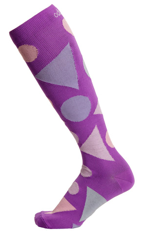 purple shapes compression sock