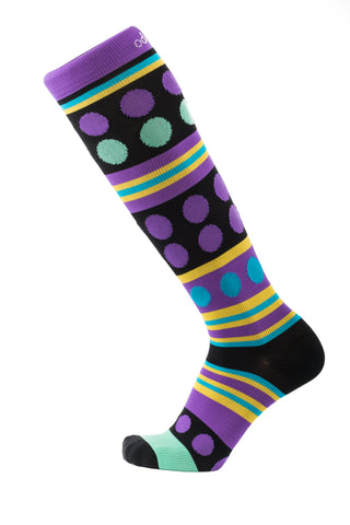 purple polka dot compression sock