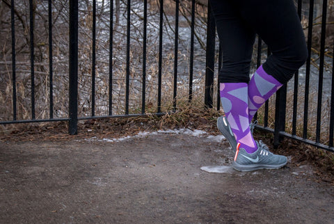active running hiking walking compression socks purple