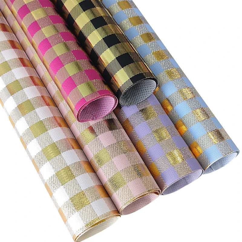 Gilding  lattice  pattern leather for making Packaging of meal mats and shoes and bags PU Leather