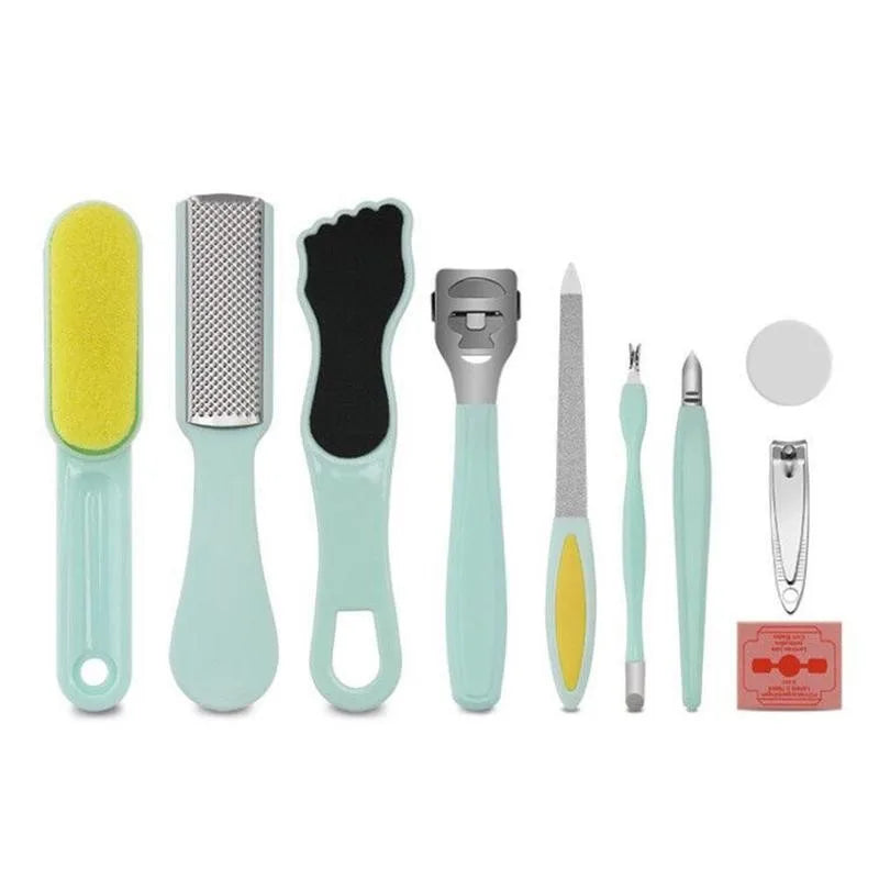 10Pcs/Set Professional foot Dead Hard Skin File Callus Remover Manicure Pedicure Nail Tools Kit Sets Feet File Care Tips Salon