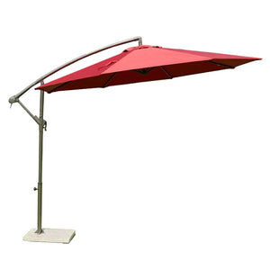 FEAMONT 10ft Straight Patio Parasol Single Design Red Steel Rotating Hanging Umbrella Wholesale - KUYKTHTR