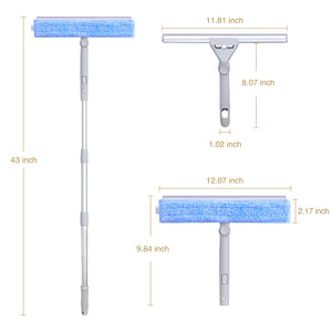 Household cleaning supplies 2 in 1 telescopic swivel window cleaner washing squeegee with aluminium extendable handle - KUYKTHTR
