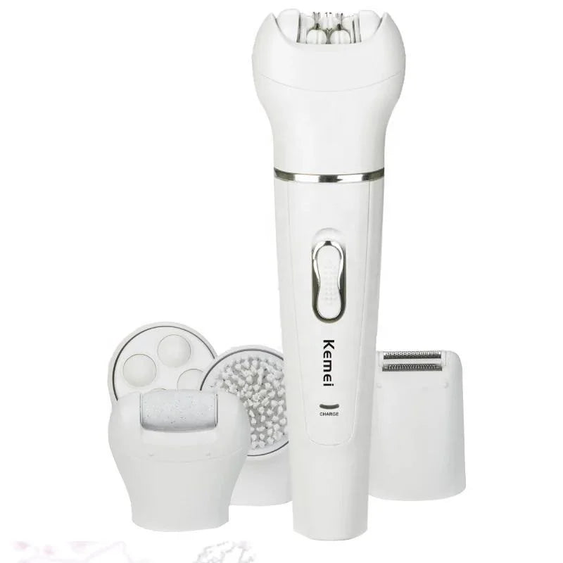 Kemei KM-2199 5 in 1 Full Body Shave Facial Cleansing Massage Ladies Care Set Painless Epilator