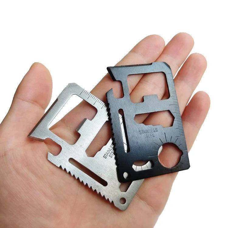 EDC Stainless Steel Hunting Camping Fishing Survival Self Defense Pocket Wallet Credit Card tTool With Knife