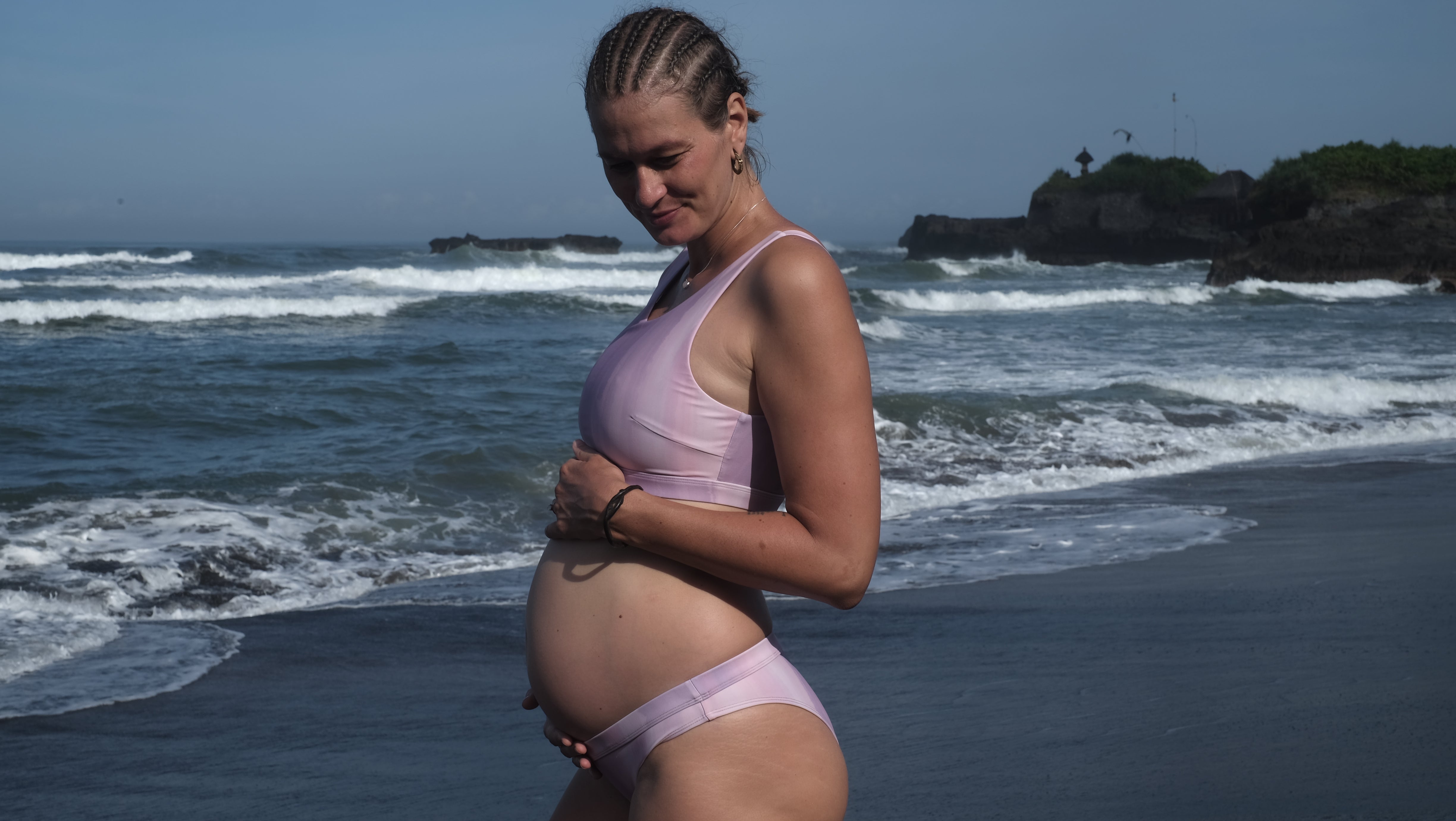 Surfing At Sunrise Swimsuit, Pink Combo