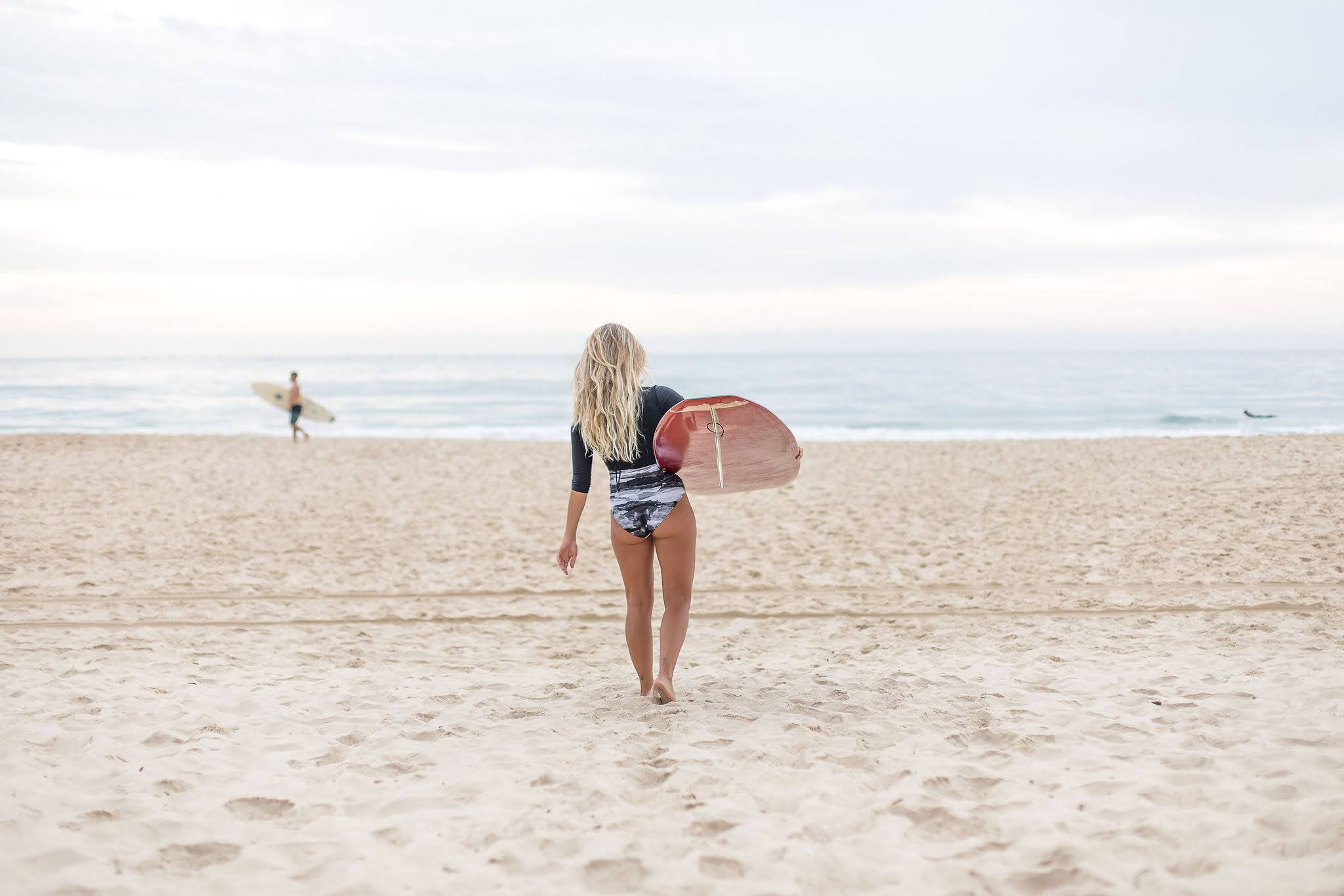 Our friend Macarena, based in Queensland, wearing Medewi one-piece in storm print.