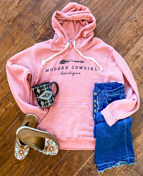 Mauve Modern Cowgirl Logo Hoodie