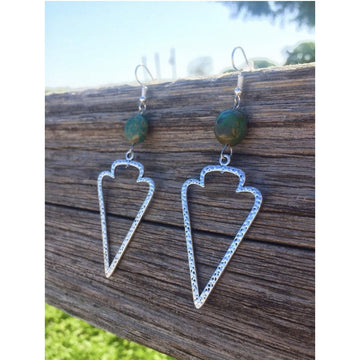 Genuine Turquoise & Silver Arrow Earring