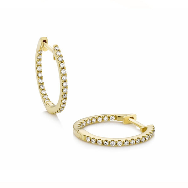 Full-set 18ct yellow gold diamond hoop earrings 15mm – Verifine ...