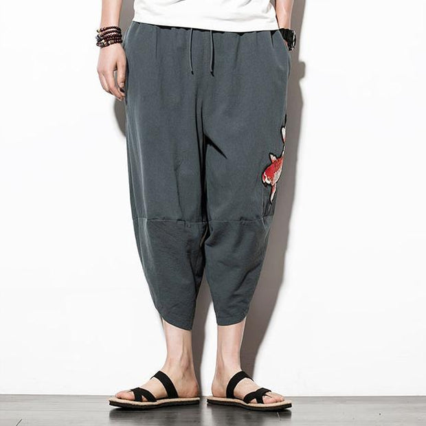 Black Koi Carp Capri Cropped Pant – Kimonoshi