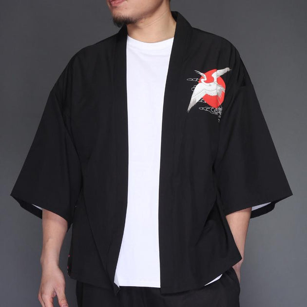 White Crane Kimono Cardigan Shirt – Kimonoshi