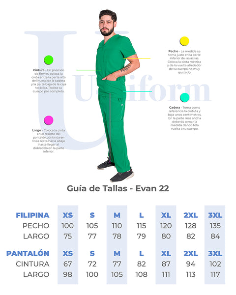 U-niform Guía Tallas Evan 22 Caballero