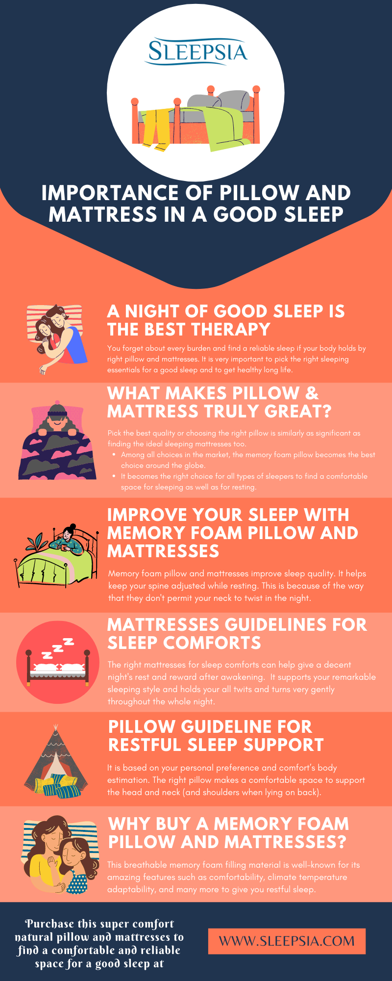 Importance of Pillow and Mattress in a Good Sleep