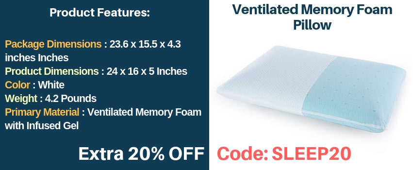 Sleepsia Ventilated Memory Foam Pillow