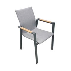 Bronte with teak, charcoal aluminium outdoor dining chair