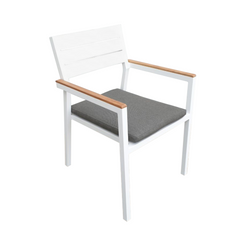 Essex Outdoor Dining Chair - White with grey cushion