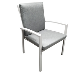 Olivia white aluminium outdoor dining chair with cushion