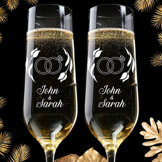 Personalized Champagne Flute Glass Set Wedding Gift- Anniversary – MAISON  CUSTOM