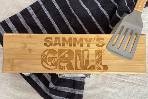 personalized bbq utensil box